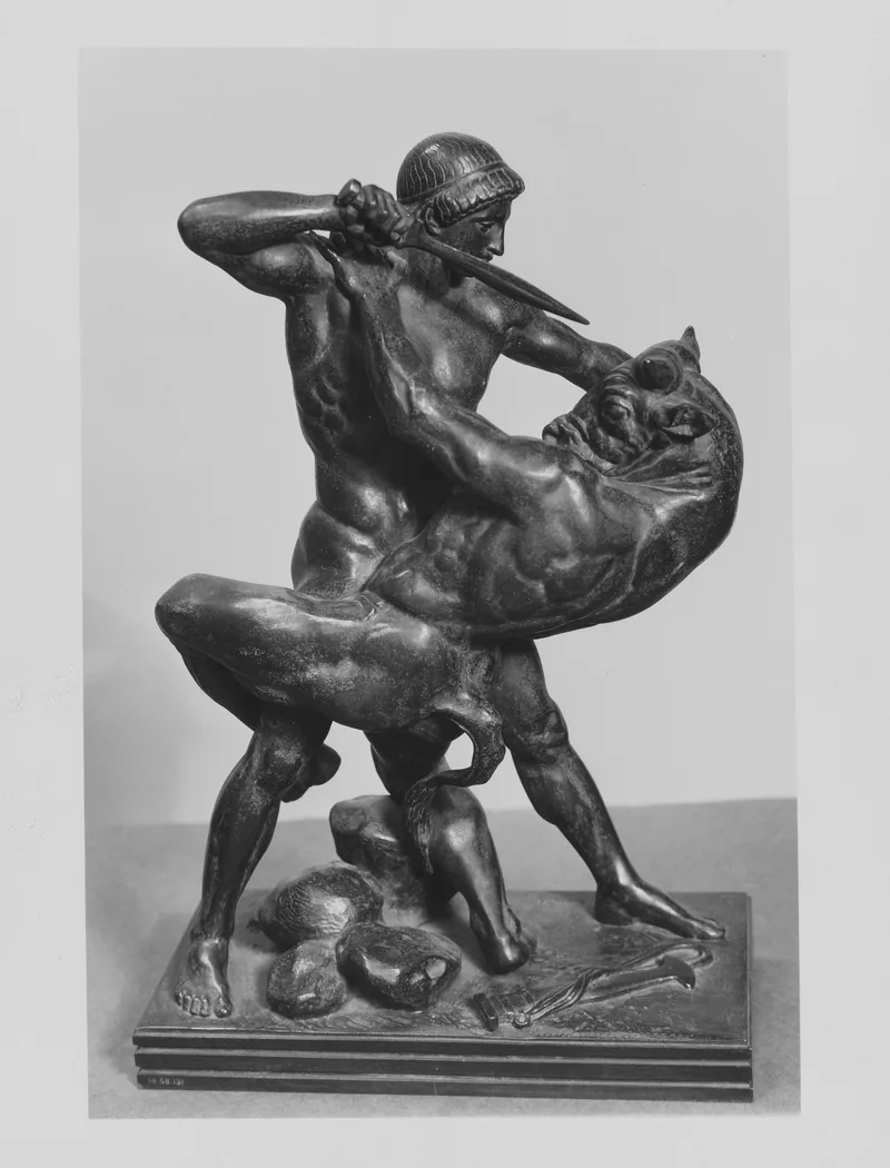 Bronze statuette of Theseus grappling with the Minotaur
